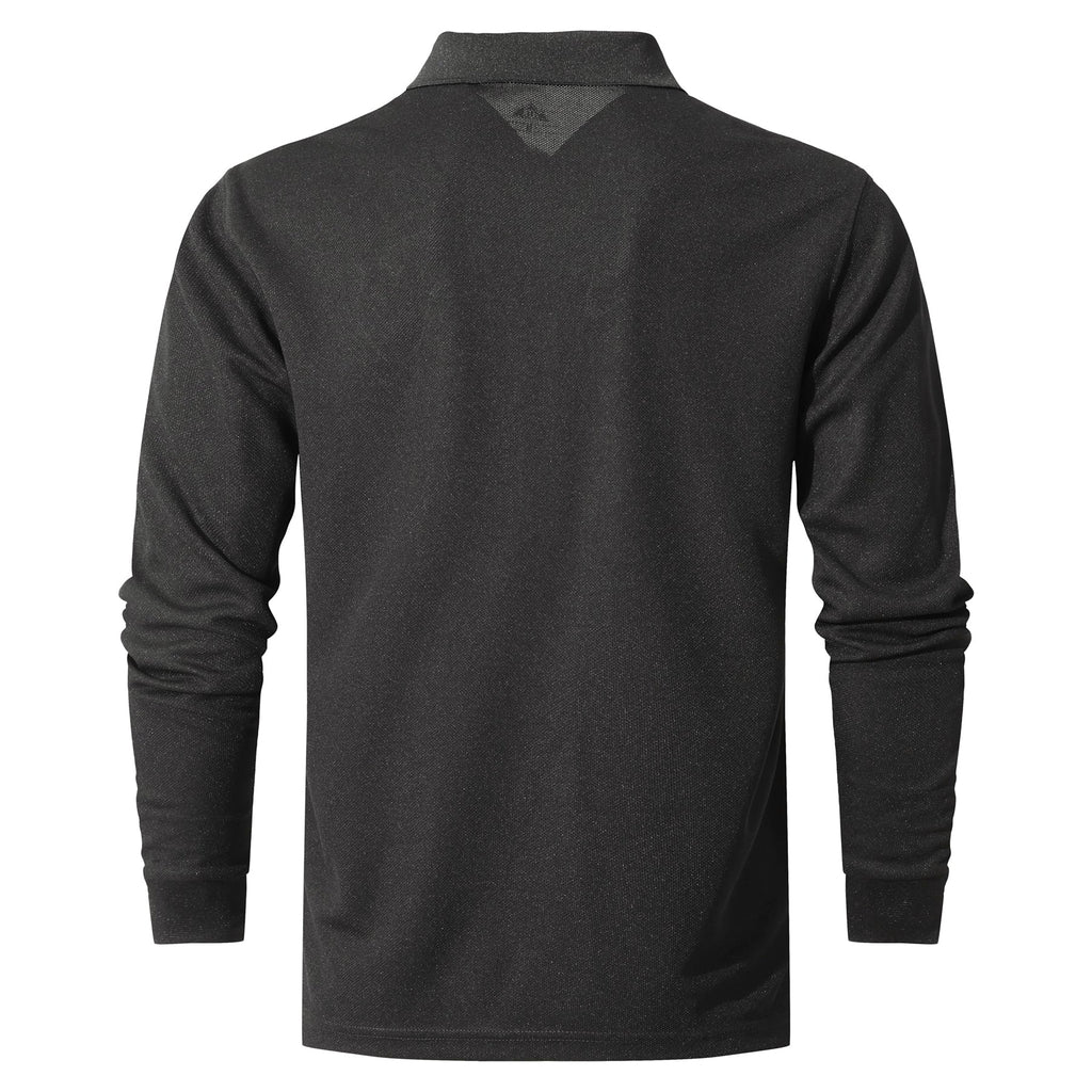 Men's Black Long Sleeve Polo