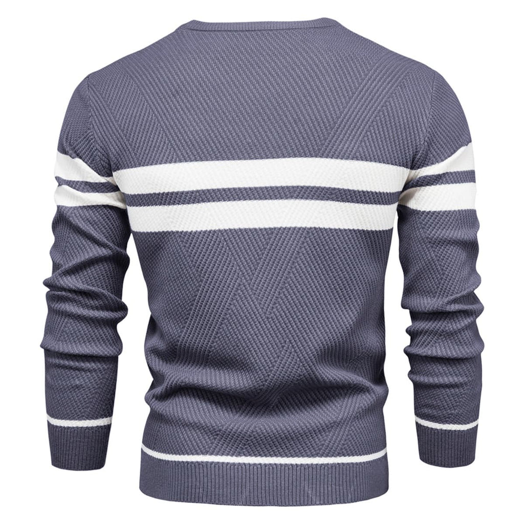 Men's Crew Neck Pullover Striped Sweater