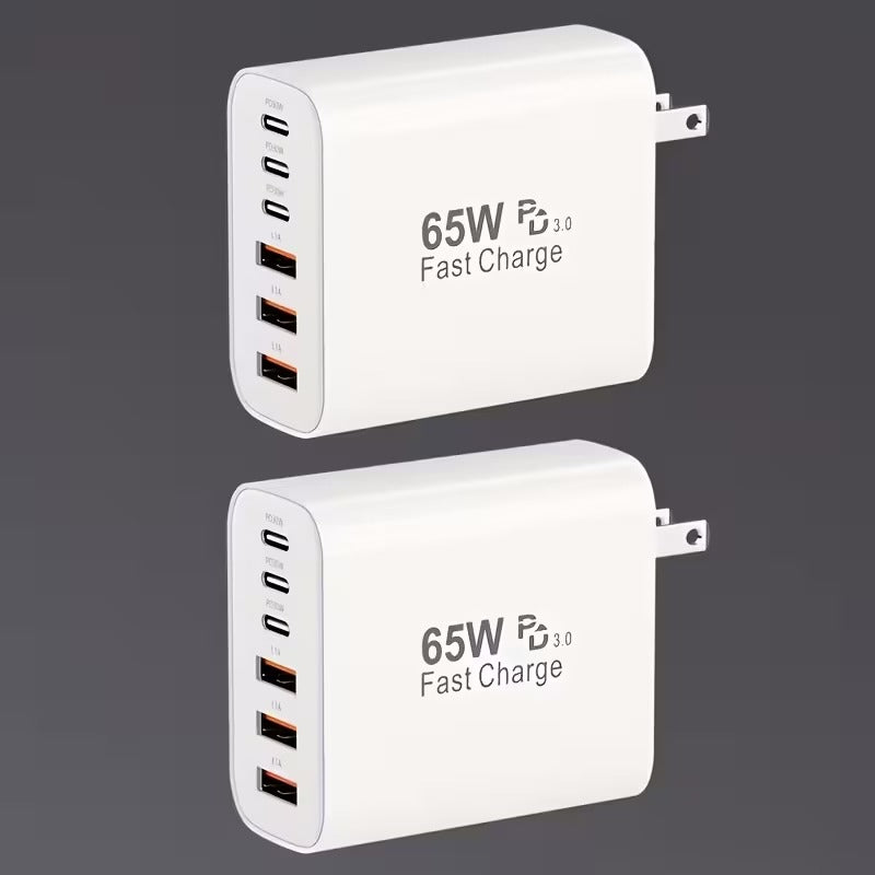 65w type c fast charging power adapter pd usb multi