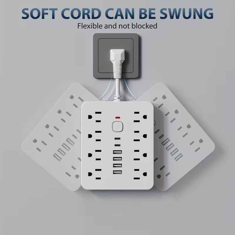 14 in 1 power strip protector 8ac outlets 4usb 2type c